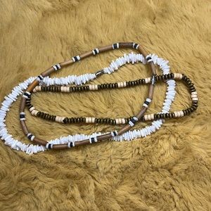Shell piece and bamboo necklaces